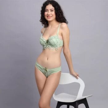 Pushup Floral Lace Bra Panty Set