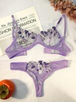 Premium Flower Transparent Bikini Set- Lavender - Image 5