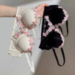 French Retro Floral Embroidered Bikini Set