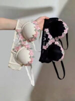 French Retro Floral Embroidered Bikini Set