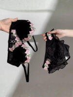 French Retro Floral Embroidered Bikini Set - Image 3