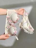 French Retro Floral Embroidered Bikini Set - Image 4