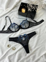 Premium Flower Transparent Bikini Set - Black - Image 12