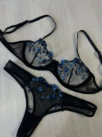 Premium Flower Transparent Bikini Set - Black - Image 13