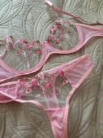 Premium Flower Transparent Bikini Set- Pink - Image 2