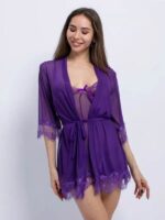 Transparent 3 parts Robe Set For Women Nightwear - Image 5