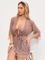 Transparent 3 parts Robe Set For Women Nightwear - Image 3