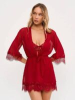 Transparent 3 parts Robe Set For Women Nightwear