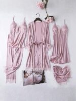 Premium 5 parts Satin Nighty Set - Image 3