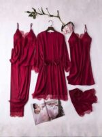Premium 5 parts Satin Nighty Set - Image 2