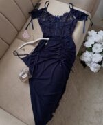 Women's Summer Cross-Border Sexy Off-Shoulder Camisole Lingerie Set Lace Patchwork Nightdress Embroidery Mesh See-Through Light - Image 5