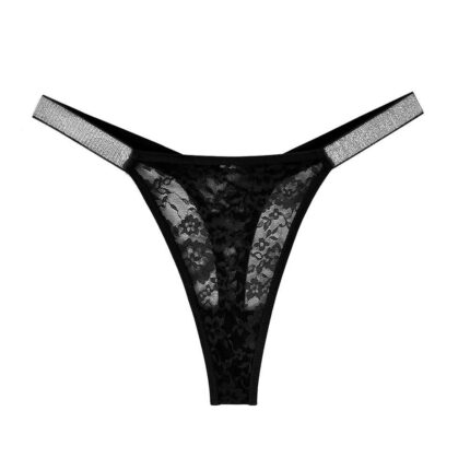 Midnight Glamour Shine Strap Lace Thong