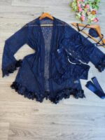 V-Neck Bralette Underware Suit With Mesh Bathrobe - Image 7