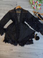 V-Neck Bralette Underware Suit With Mesh Bathrobe - Image 8