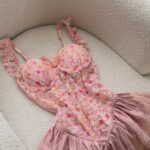 Sexy Floral Print Fishbone Backless Deep V Suspenders Sleeveless Dress