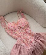 Sexy Floral Print Fishbone Backless Deep V Suspenders Sleeveless Dress